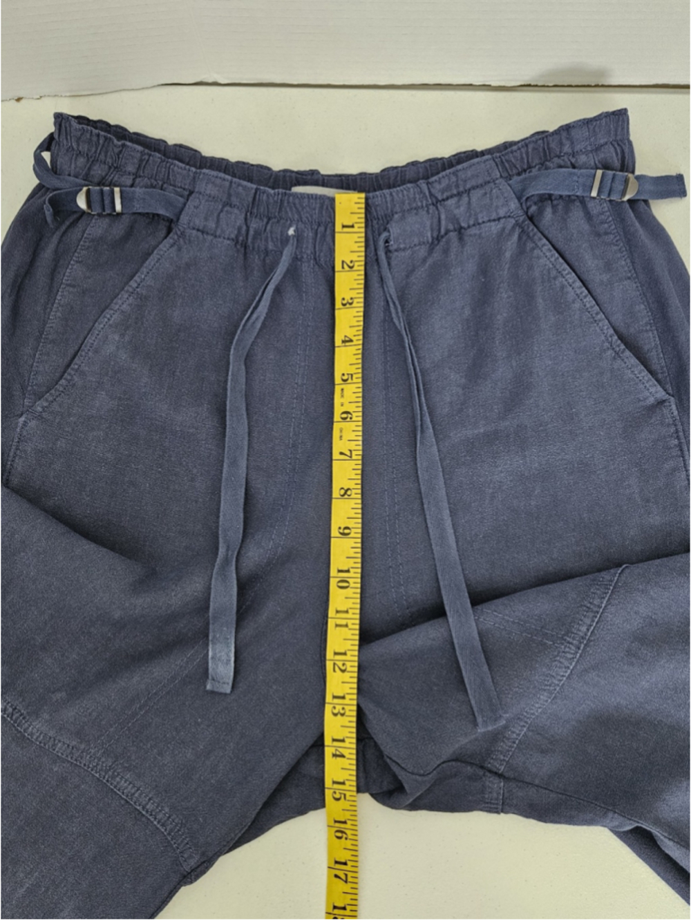 Anthropologie Pilcro Beach Cargo Wide Leg Linen Blend Pants Size M Blue - Picture 12 of 14